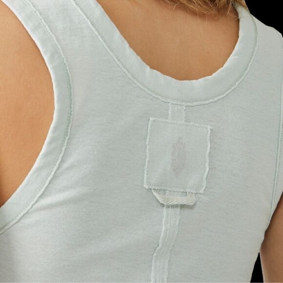 NWOT Free People Back to the Basics Tank Scoop Neck Cotton XS Cropped Seaglass - Picture 3 of 11